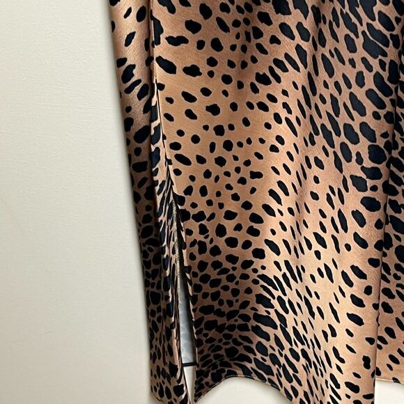 NWT Everee Good American Leopard Satin Slip Dress Vanity Sz 1 Sz 4 US - Picture 5 of 8